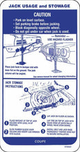 Load image into Gallery viewer, OER Inner Trunk Lid Spare Jacking Instructions Decal 1969 Pontiac Firebird Coupe