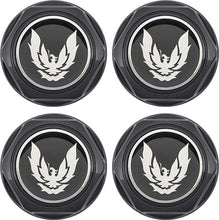 Load image into Gallery viewer, OER Gloss Black Wheel Center Cap Set w/ Late Silver Bird Logo 1982-1992 Firebird