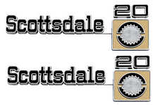 Load image into Gallery viewer, OER Front Fender "Scottsdale 20" Emblem Set 1975-1980 Chevy Pickup Trucks