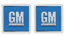 Load image into Gallery viewer, GM Emblem Door Decal Set Embossed Blue 1967-74 Camaro Nova Impala Firebird