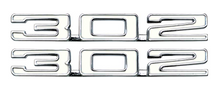 Load image into Gallery viewer, OER White Zinc Diecast Chrome 302 Hood Emblem Set For 1969 Camaro Cowl Induction