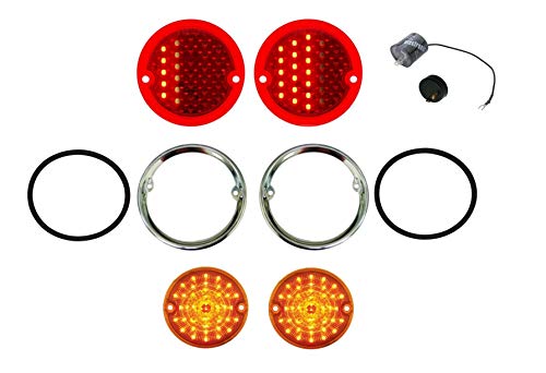United Pacific LED Sequential Tail/Marker Light/Bezel Set 1955-1959 Chevy and GM Stepside Truck With LED Flasher