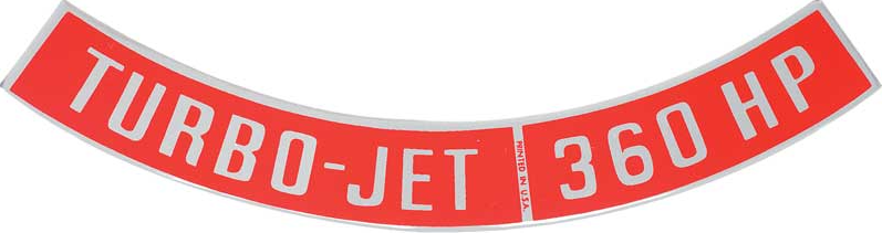 OER Turbo-Jet Air Cleaner Decal 360 HP Camaro Nova Chevelle Impala Corvette