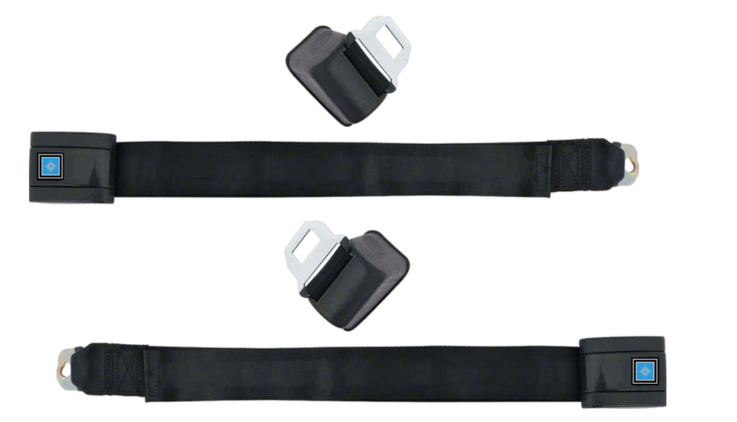 OER Black Retractable Seat Belt Pair For 1968-1972 Pontiac GTO Chevy Chevelle