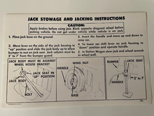 Load image into Gallery viewer, Jack Stowage and Instruction Decal For 1955 Chevy Bel Air Nomad 150 and 210
