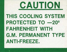 Load image into Gallery viewer, Caution Cooling System Decal For 1955-1962 Bel Air Corvette Impala 150 210 Nomad
