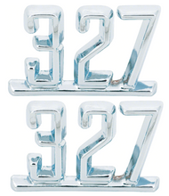 Load image into Gallery viewer, OER "327" Front Fender Emblem Set 1965-1967 Nova Camaro Corvette Impala Chevelle
