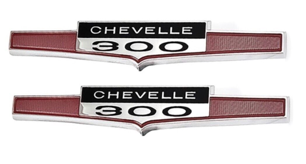 OER Zinc Diecast Quarter Panel Nameplate Emblem Set For 1965 Chevy Chevelle 300