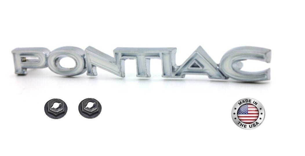 Diecast Front Header Panel Nose Script Emblem For 1974 Pontiac GTO and Ventura
