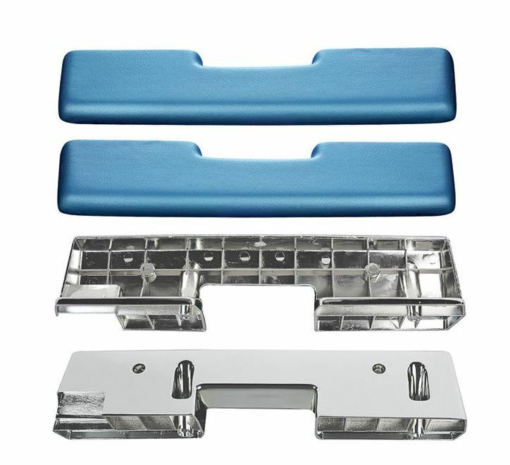 RestoParts Bright Blue Front Armrest Base and Pad Kit 1965-1967 Olds Cutlass/442