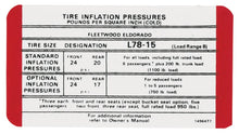 Load image into Gallery viewer, Door Jamb Tire Pressure Decal For 1970 Cadillac Eldorado and Fleetwood
