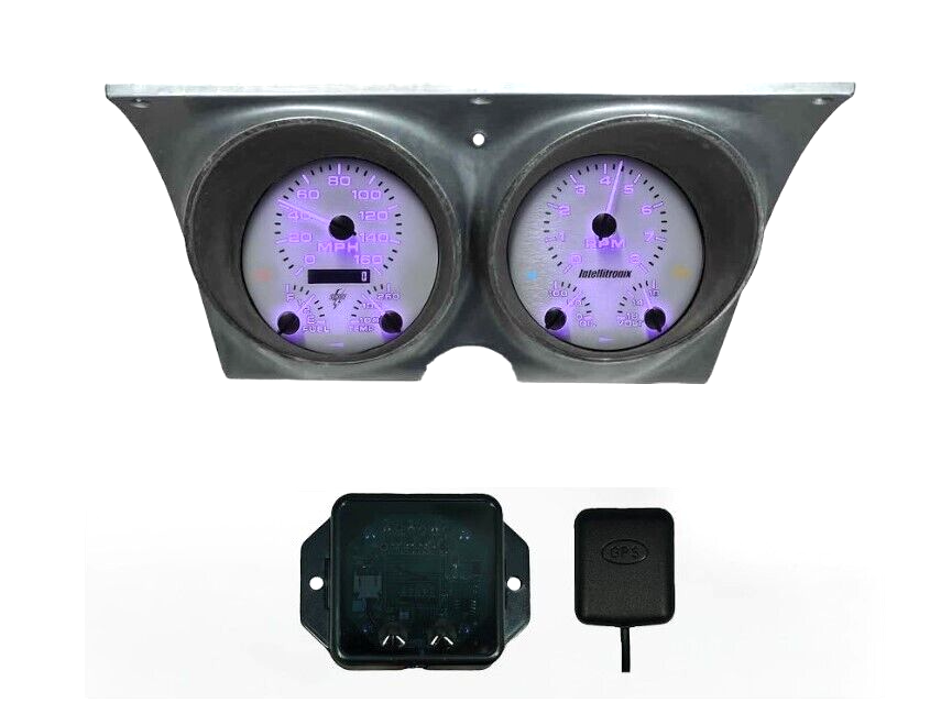 Purple LED Analog Gauge Panel With GPS Speed For 1967-1968 Firebird and Camaro