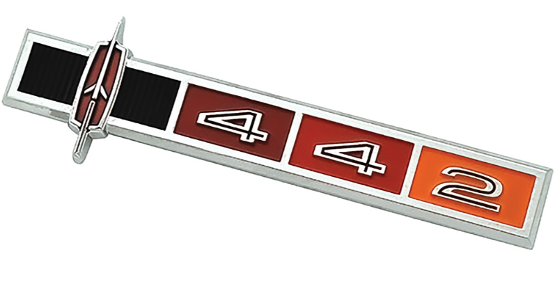 OER Diecast 442 Tri-Color Bar Dash Emblem For 1965 Oldsmobile Cutlass 442 Models