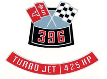 Load image into Gallery viewer, OER Die-Cast 396 With 425 HP Air Cleaner Emblem Set For 1955-1972 Chevy Models
