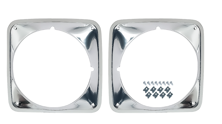 OER Bright Aluminum Headlamp Bezel Set For 1969-1972 Chevy Truck Blazer Suburban