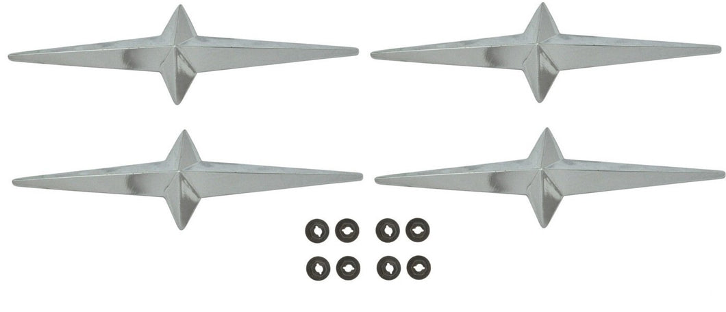 Chrome Fender Skirt Star Fender Emblem Set For 1950-1960 Buick Pontiac Chevy