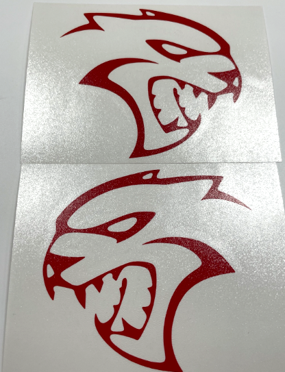 Red SRT Hellcat Emblem Overlay Decal Pair For 2019-2023 Dodge Challenger