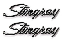 Load image into Gallery viewer, OER Stingray Front Fender Emblem Set For 1969-1976 Chevy Corvette Models
