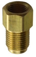 Load image into Gallery viewer, Brass Inverted Flare Brake Line Adapter Fitting 9/16-20 Male to 3/8-24 Female
