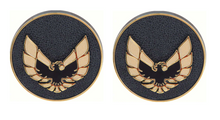 Load image into Gallery viewer, OER Black and Gold Door Panel Emblem Set 1970-1981 Firebird and Trans AM
