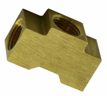 Load image into Gallery viewer, Brass Brake Line Tee 7/16"-24 Female Inverted Flare All Sides for 1/4" Tube
