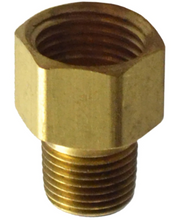 Load image into Gallery viewer, Brass Inverted Flare Brake Line Adapter Fitting 1/4 NPT Male to 5/8-18 Female
