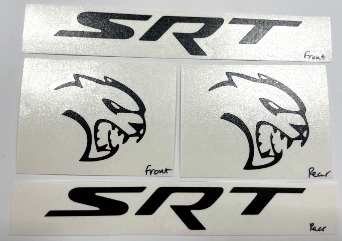 Black SRT Hellcat Front & Rear Emblem Overlay Decal Set For 2018-2023 Challenger