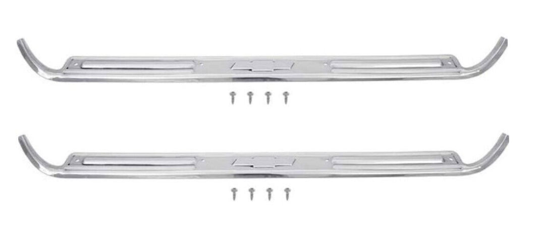 OER Stainless Door Sill Plate Set With Bowtie For 1967-1972 Chevy Pickup Trucks