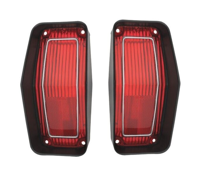RestoParts Tail Light Lamp Lens Set Black Trim For 1970 Olds Cutlass Rallye 350