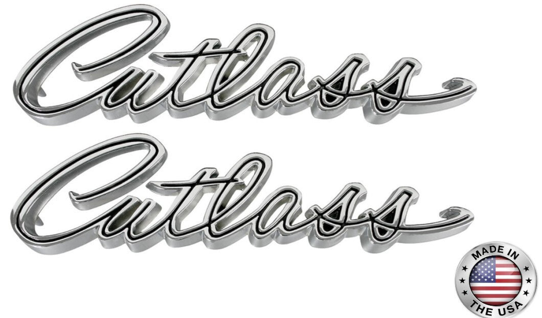 Front Fender Cutlass Script Emblem Set For 1968-1969 Oldsmobile Cutlass USA Made