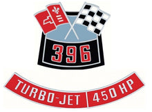 Load image into Gallery viewer, OER Die-Cast 396 With 450 HP Air Cleaner Emblem Set For 1955-1972 Chevy Models
