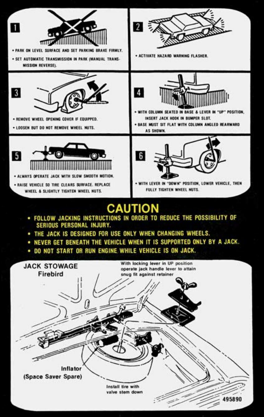 OER Trunk Lid Space Saver Jacking Instructions Decal 1974-1978 Firebird/Trans AM