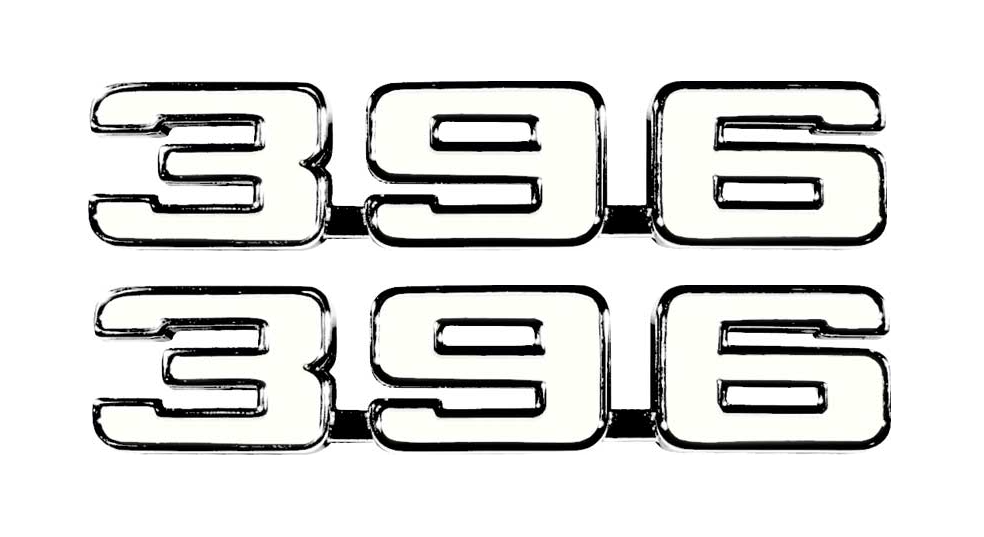 OER Zinc Diecast 396 Front Fender Emblem Set For 1969 Chevy Camaro Models