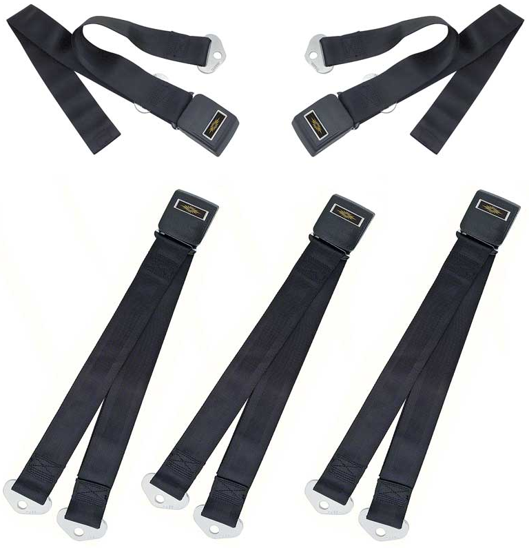 OER Standard Black Seat Belt Set 1964-1966 Impala Nova Chevelle Bel Air Biscayne