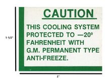 Load image into Gallery viewer, Caution Cooling System Decal For 1955-1962 Bel Air Corvette Impala 150 210 Nomad
