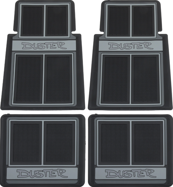 OER 4 Piece Black "Duster" Floor Mat Set 1970-1976 Plymouth Duster
