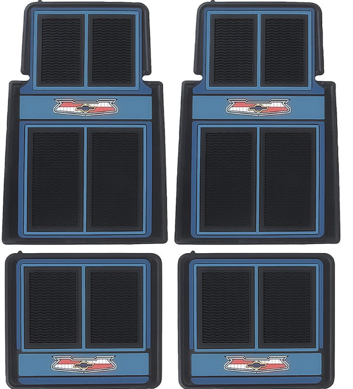 OER Dark Blue/Blue/Light Blue Floor Mat Set For 1955-1957 Chevy Bel Air