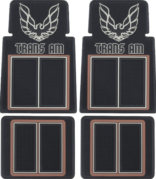 OER 4 PC Brown/Black Floor Mat Set For 1967-2002 Pontiac Firebird & Trans AM
