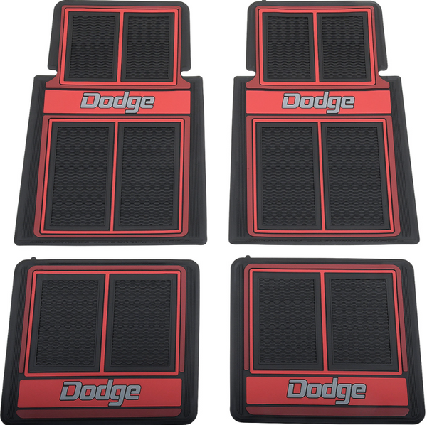 OER 4 Piece Red "Dodge" Floor Mat Set 1960-1976 Dodge Models