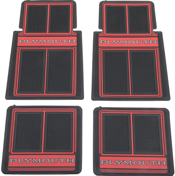 OER 4 Piece Red/Black Floor Mat Set 1960-1976 Plymouth Models