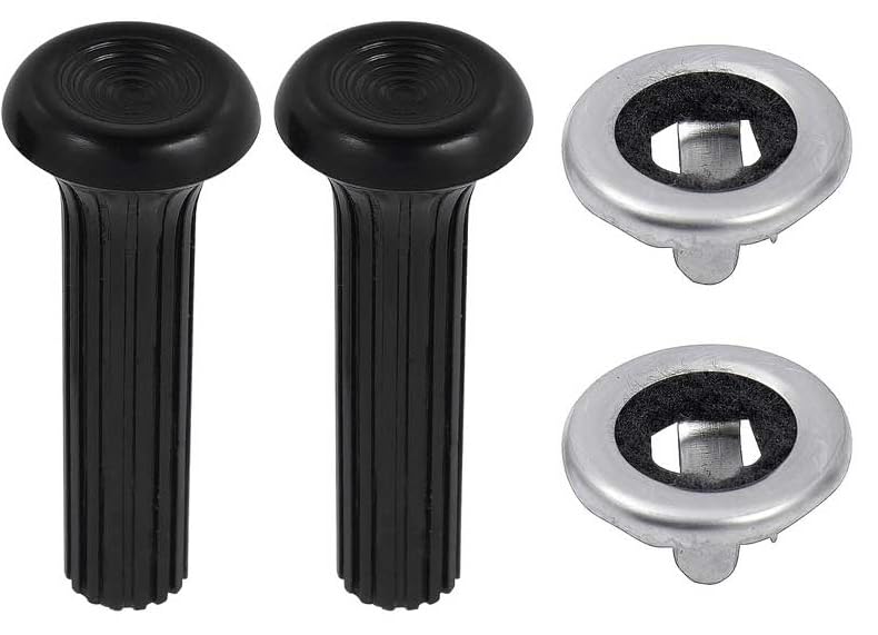 OER 7759026-1968-70 GM; Door Lock Knob and Ferrule Kit; Plastic Knobs; Ribbed Design; Black