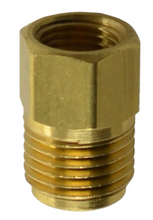 Load image into Gallery viewer, Brass Inverted Flare Brake Line Adapter Fitting 9/16-18 Male to 3/8-24 Female
