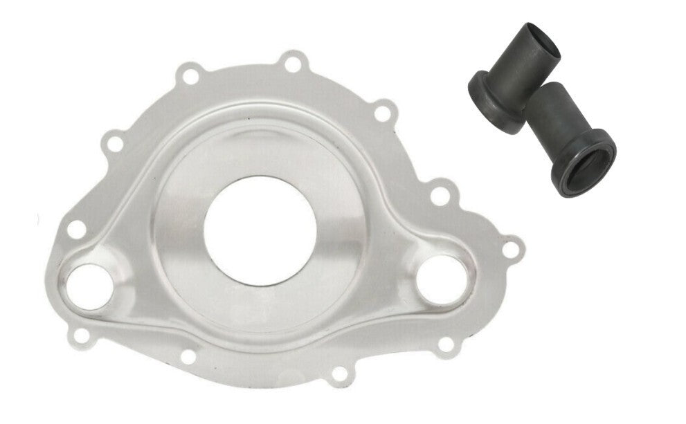 Stainless Water Pump Divider Plate With Sleeves 1969 1979 Pontiac GTO Stainless Water Pump Divider Plate With Sleeves 1969 1979 Pontiac GTO