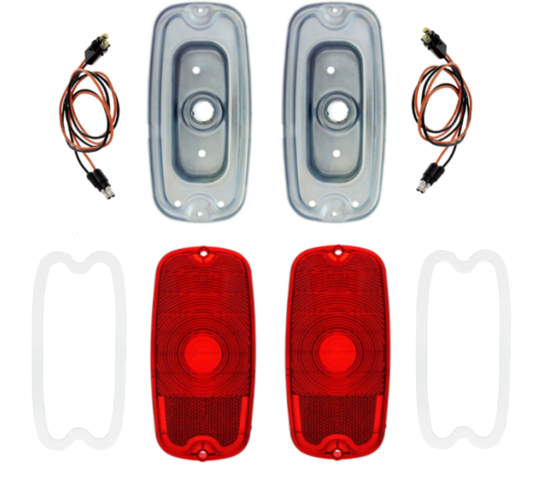 Tail Light Housing Lens & Pigtail Set For 1960-1966 Chevy & GMC Fleetside Trucks