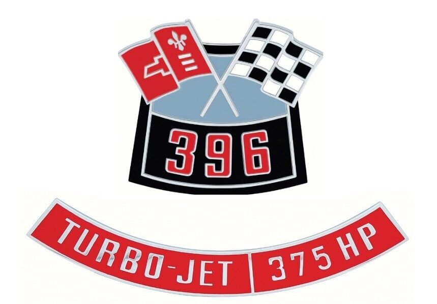 OER Die-Cast 396 With 375 HP Air Cleaner Emblem Set For 1955-1972 Chevy Models