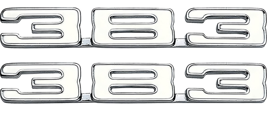 OER Chrome With Enamel Zinc Diecast 383 Front Fender Emblem Set For Chevy Models