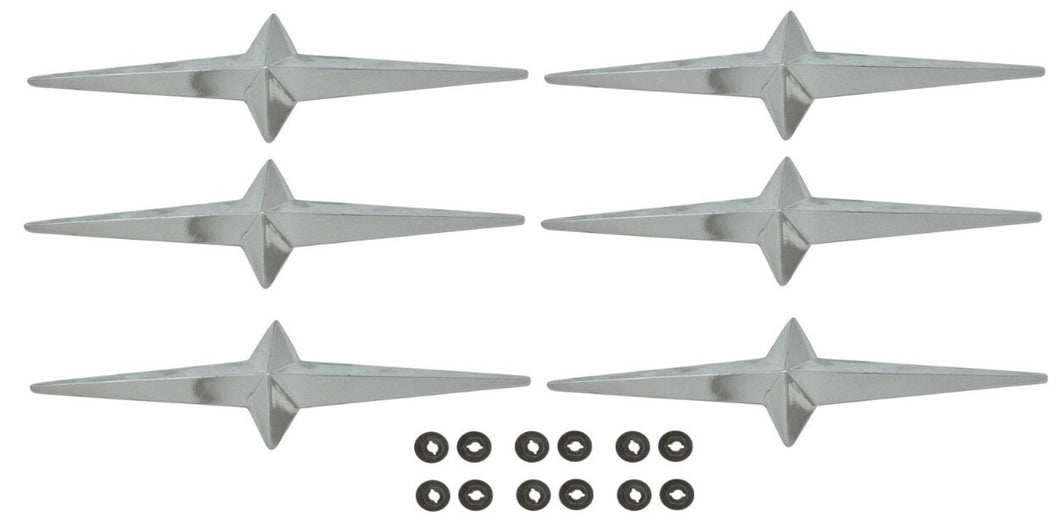 Chrome Fender Skirt Star Fender Emblem Set For 1950-1960 Buick Pontiac Chevy