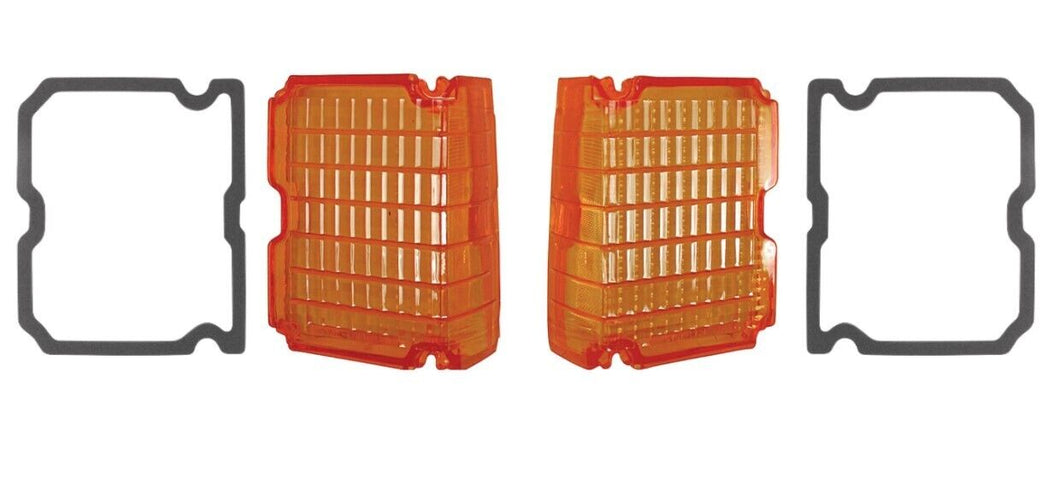 RestoParts Amber Park Lamp Lens and Gasket Set For 1972 Chevy Chevelle Models