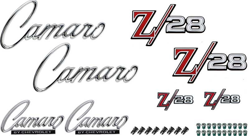 OER Complete Emblem Set For 1969 Chevy Camaro Z28 W/O Cowl Hood