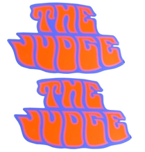 Load image into Gallery viewer, Orange on Blue The Judge Fender Decal Set For 1970-1971 Pontiac GTO Models
